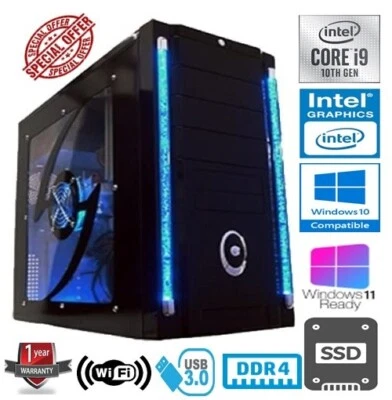 INTEL CORE i9 10900K 3.7GHZ / 5.3GHZ 10C/20T 64GB RAM 1TB SSD HOME / BUSINESS PC - Image 1 of 4