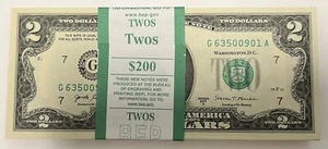 100 (One Stack) UNCIRCULATED 2017A $2 Dollar Bills BEP-Chicago ($200 Face Value) - Picture 1 of 3