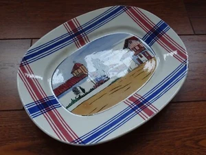 SARREGUEMINES ANCIEN PLAT EN FAIENCE MODELE RAMUNTCHO EPOQUE 1920 lg 31 cm - Imagen 1 de 9