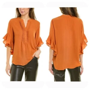 Blusa Vince Camuto Mangas Volantes Talla L, Naranja Quemado - Imagen 1 de 10