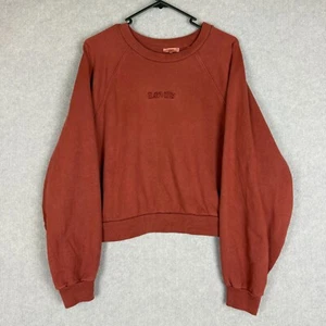 Levis Jumper Womens Large Burnt Orange Burgundy Oversized Cropped Crew Sweat - Picture 1 of 10
