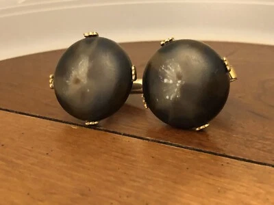 Gemelos grandes de piedra de ágata marrón calidad vintage Foto 1 de 2