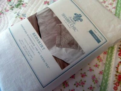 FALDA CAMA DOBLE Simply Shabby Chic Blanca Bordada Mezcla de Lino 15" Dp Extremo Dividido Foto 1 de 4
