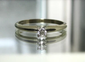 Natural Brilliant Cut Diamond Solitaire Ring 14K Solid White Gold Women's Sz6.75 - Picture 1 of 9