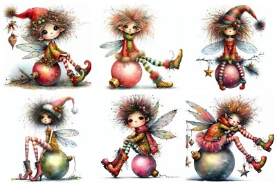 DAZZLING ACE DESIGNS CHRISTMAS BAUBLE FAIRY Cardmaking Card Toppers Scrapbook Tags Paper Craft
