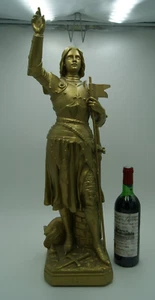 † 19TH LAUGIER PARIS ST JOAN OF ARC LARGE GOLD PLASTER SCULPTURE STATUE FRANCE † - Picture 1 of 22