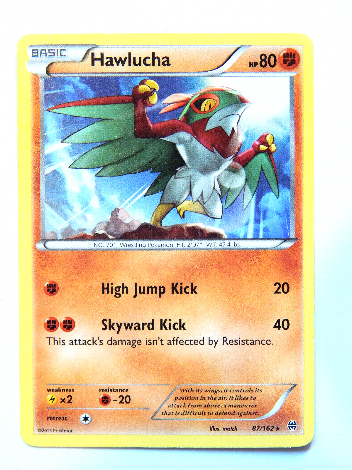 Hawlucha 87/162 (LP, Pokemon Card, XY BREAKthrough, 2015, Fighting, Rare)