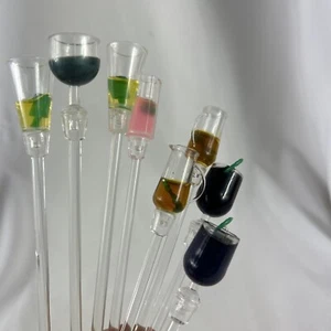 Cocktail Drink Topper Swizzle Stir Sticks Set Of 8 Plastic 9” Bar Accessories - Picture 1 of 6