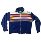 Vtg 70s Streetwear Mens XL Rainbow Knit Crewneck Sweater Trashed