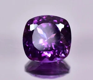 AAA+ 8.25 Ct Natural Purple Brazil Amethyst Certified Loose Gemstone Cushion Cut - Picture 1 of 5