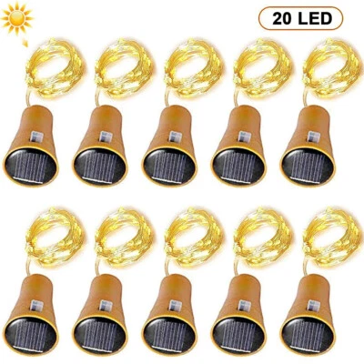 Solar 20LED Flaschenlicht Lichterkette Draht Beleuchtung Nachlicht Korken 2M DE - Bild 1 von 4