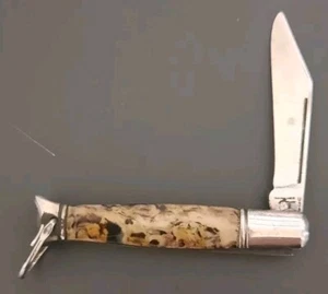 Vintage Pocket Knife Hammer Brand USA Marbled Celluloid Handle 1 Blade Key Fob  - Picture 1 of 8