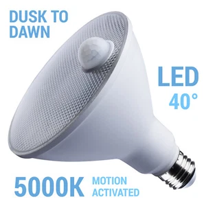 Motion Sensor Activated 40° Flood LED 120V 14W =100W PAR38 E26 5000K Natural - Picture 1 of 13
