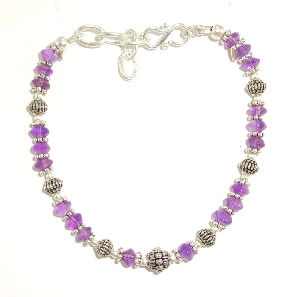 天然紫色AMETHYST宝石串珠手链12克 — 第 1/1 张图片