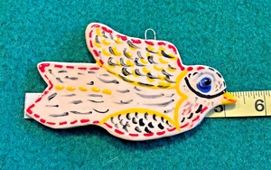 Ceramic Bird Christmas Ornament Hand Made, Hand Painted 5.5" x 3" Artist signed - Picture 1 of 7