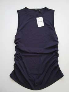 Womens Medium Theory Ruched Shell Top Travel Jersey Plum Purple NWT - Picture 1 of 5