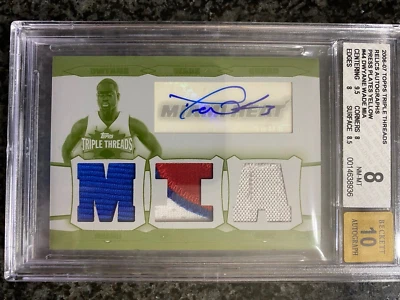 2006-07 Topps Triple Threads DWAYNE WADE #1/1 adesivo branco baleia BGS 8 automático 10 - Imagem 1 de 2