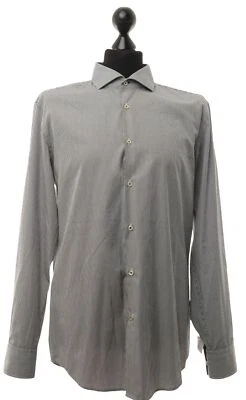 HUGO BOSS Camicia A Maniche Lunghe L KW42 Nera Collo A Squalo Slim ÄL:66cm - Immagine 1 di 4