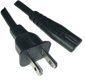 1m USA US 2 PIN PLUG TO C7 FIG8 CASSETTE SHAVER LEAD CABLE MAINS POWER 2 CORE - Picture 1 of 1