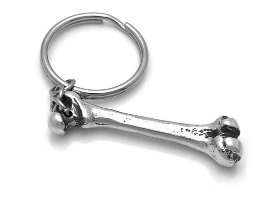 Handmade Human Femur Bone Keychain in Pewter, Anatomical Skeleton Charm Anatomy - Image 1 of 4