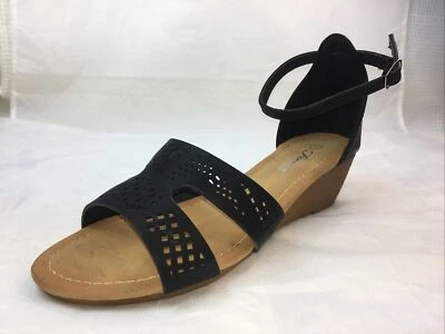 FOREVER-LASER GREECE EYELETED BAND 2" Mid-Wedge Footbed Women Ankle Strap Sandal - Image 1 of 4