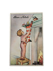 Cartolina viaggiata Augurale Buon Natale bambino calza a colori