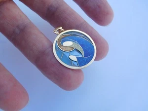 Large French Art Deco 18K Gold Plique Enamel Virgo Mary Zodiac Charm Pendant ♍  - Picture 1 of 12