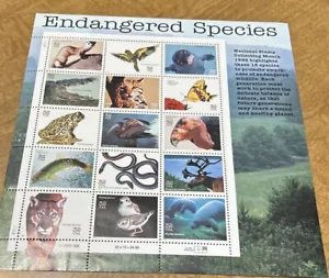 Stamps, Souvenir Sheet of Endangered Species, 1996 USA #3105, Mint Condition - Picture 1 of 1