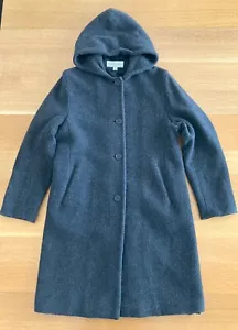 Women's Vintage Albert Nipon Studio Hooded Charcoal Gray 100% Wool Coat-Size 10 - Picture 1 of 22
