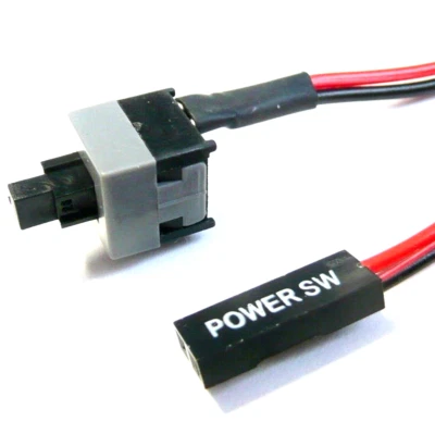 Power Taster Computer PC Reset SW On Off Ein Aus Taste Knopf Schalter Kabel Case