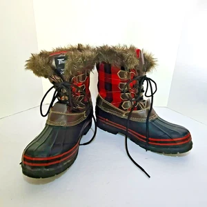 Falcon Mountain Buffalo Plaid Winter Boot Black Red AK-112812-1 Thinsulate W 9 - Picture 1 of 14