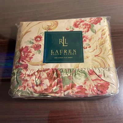 Sábana plana floral con volantes Ralph Lauren Grosvenor Square Cottage - Queen rara  Foto 1 de 4
