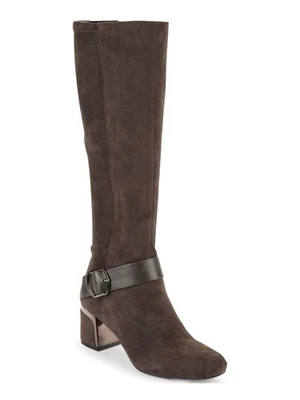 DKNY Mujer Gris Acolchado Punta Redonda Tacón Bloque Cremallera Tacón Botas 6 M Foto 1 de 3