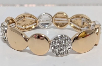 Liz Claiborne Grueso Amarillo y Plata con Piedras Estilo Cristal Pasarela Bracelt! Foto 1 de 3