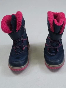 Totes Mädchen marineblau & rosa isolierte Winterstiefel Größe 12 mit Fleecefutter & Velc - Bild 1 von 6