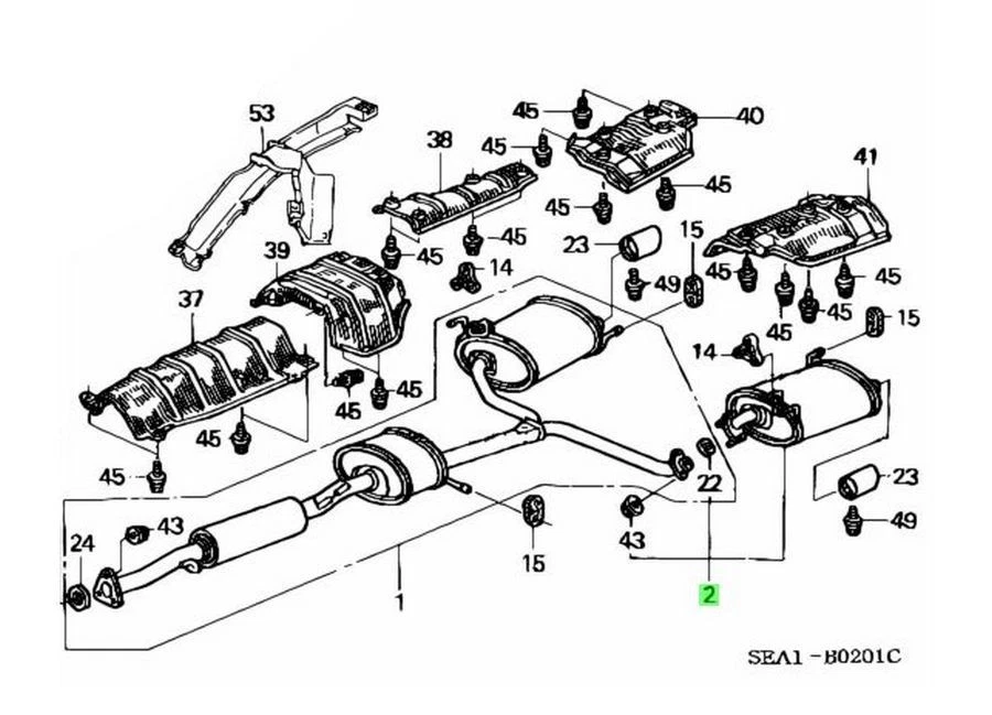OEM SILENCER SET, L. EX. Genuine Honda Accord 18035-SEA-J01 - Image 1 of 1