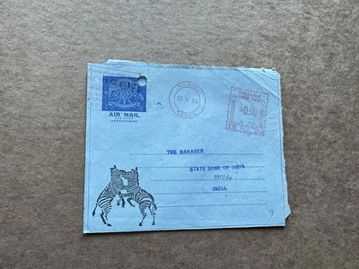 Kenya 1968 Meter Aerogram to India(09) +Tanzania-Kenya PB#30 +Zebra Fight Cachet - Image 1 of 2