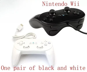2 x NEW Classic Pro Remote Controller for Nintendo Wii Black+White - Picture 1 of 1