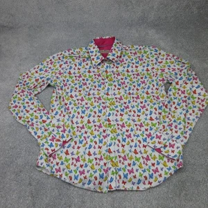 Claudio Lugli Shirt Womens 18 UK Green Pink Blouse Butterfly Colourful Italy - Picture 1 of 9