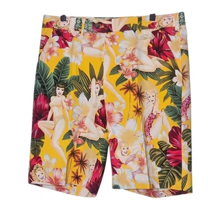 Loudmouth NWOT Shorts Mens 34 Yellow Floral Pinup Tropical Golf Casual John Daly - Picture 1 of 8