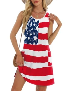 July 4Th Dresses for Women 2025 Flowy Sleeveless Dress Sundresses with Pocket... - Picture 1 of 5