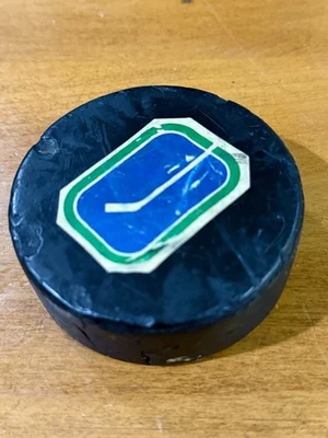 Vintage 1970's VANCOUVER CANUCKS Hockey Puck Rawlings Canada - Game Used! - Image 1 of 4