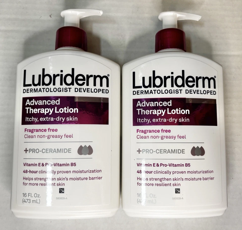 Lubriderm Advanced Therapy Fragrance Free Lotion, Vitamin E, 16 fl. oz Lot Of 2 - Image 1 of 1