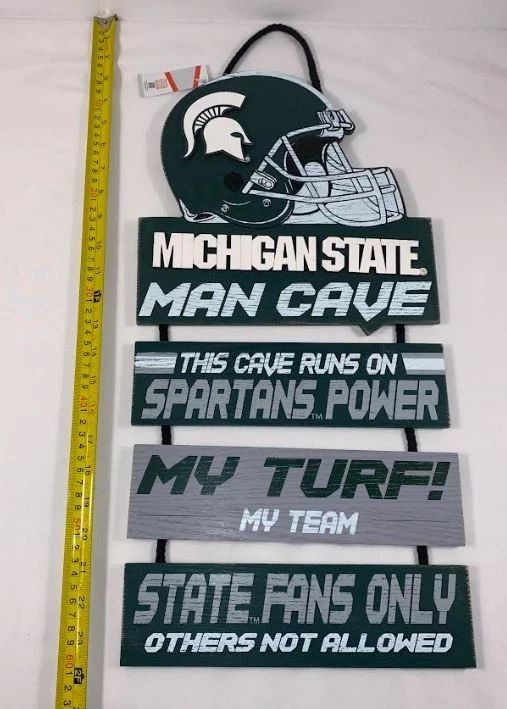Letrero de madera de la cueva de Michigan State Man de la NCAA - Coleccionables para siempre - Nuevo con etiquetas Foto 1 de 1