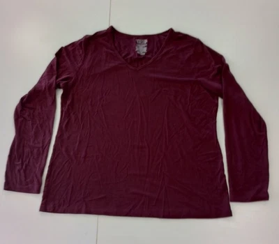 Time And Tru Long Sleeve V-Neck Tee T-Shirt Size XXL Maroon - Image 1 of 4
