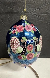 Joan Rivers Glass Christmas Ornament Glitter Faberge Egg - Picture 1 of 11