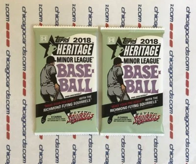 2x 2018 Topps Heritage Minor HOBBY Pack (Yordan Alvarez Jo Adell Rookie AUTO)? - Image 1 of 4