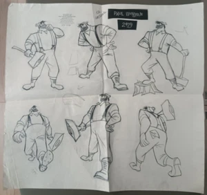 Foglio modello foto originale Disney's Paul Bunyan ""Adulto"" 1958 di LES CLARK - Foto 1 di 1