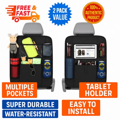 Car Seat Back & Boot Organiser Tidy Storage Multi Pockets Tablet Family Travel - Image 1 of 4