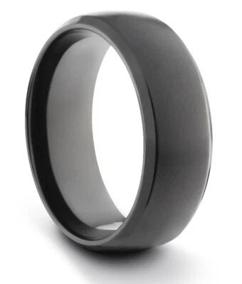 TungstenMasters 8MM/6MM TITANIUM Mens/Womens Matte Black Wedding Band Ring - Image 1 of 4